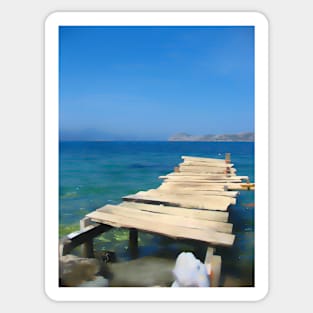 Sea jetty art print Sticker